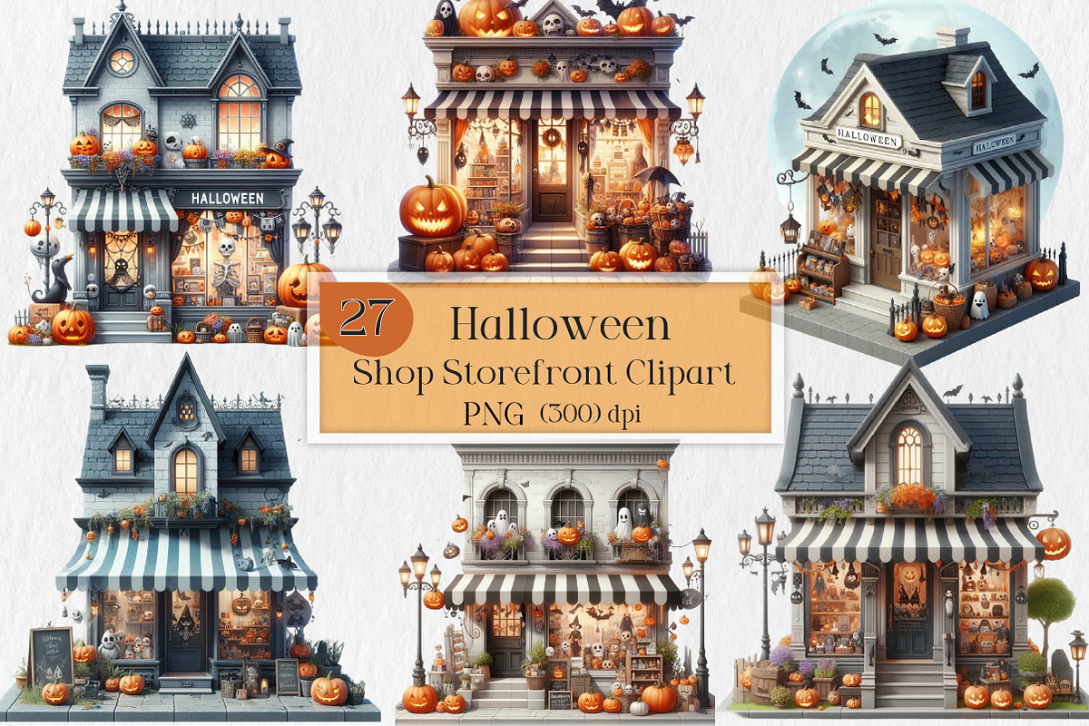 Halloween Shop Storefront Clipart, an Illustration by Creative Art (Photo 1 of 4)