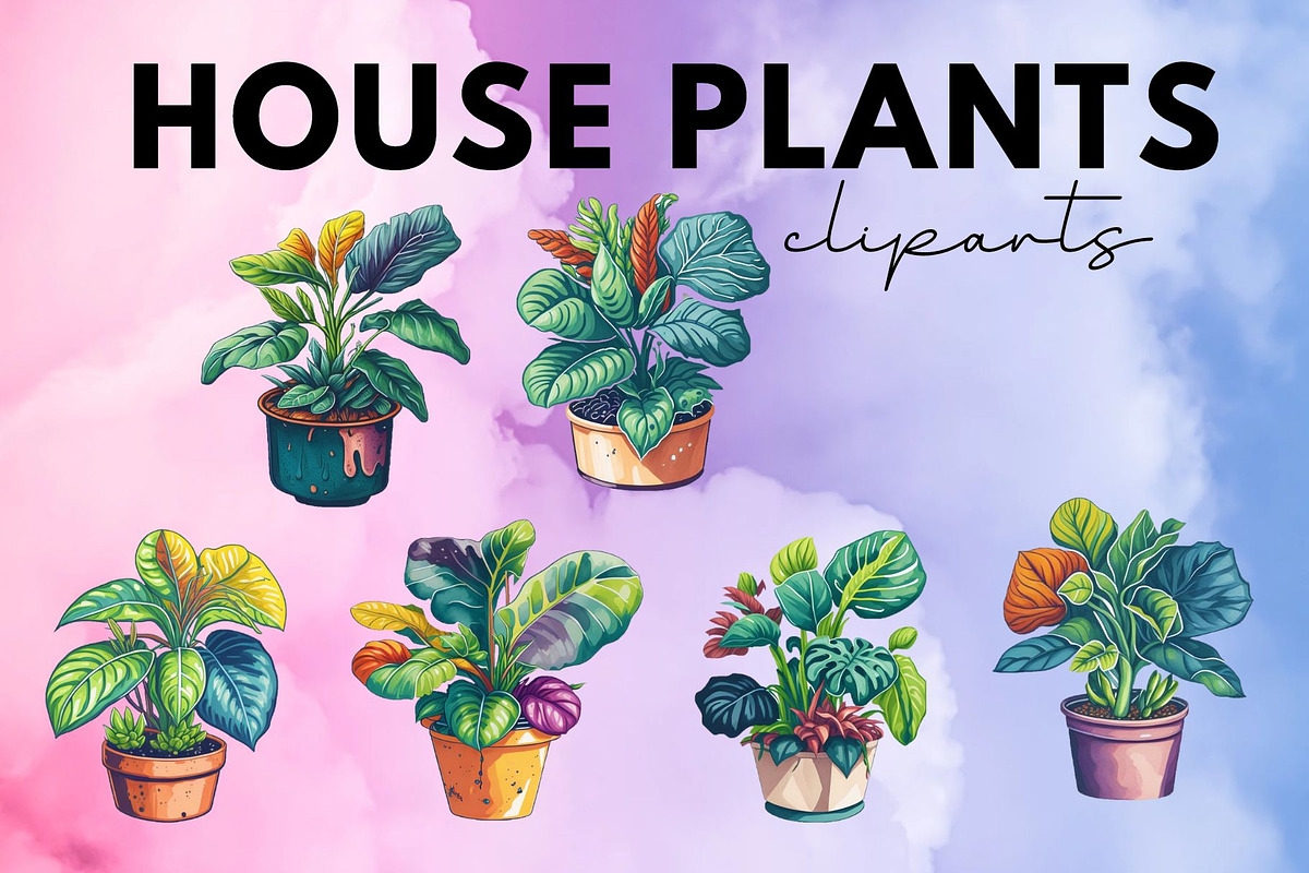 Potted House Plants Clipart Set, an Object Graphic by Traveling Designer (Photo 1 of 3)