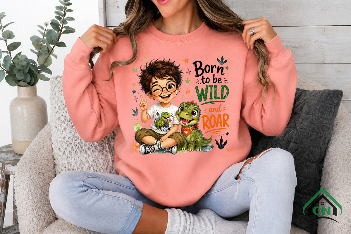 Cute Boy Born to Roar Wildly PNG, a Seasonal Illustration by Craft Nest (Photo 3 of 6)