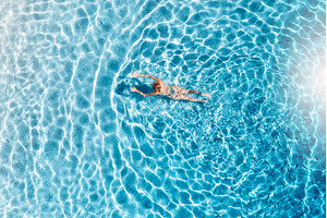 Aerial view of a young woman is, a Person Photo by den-belitsky