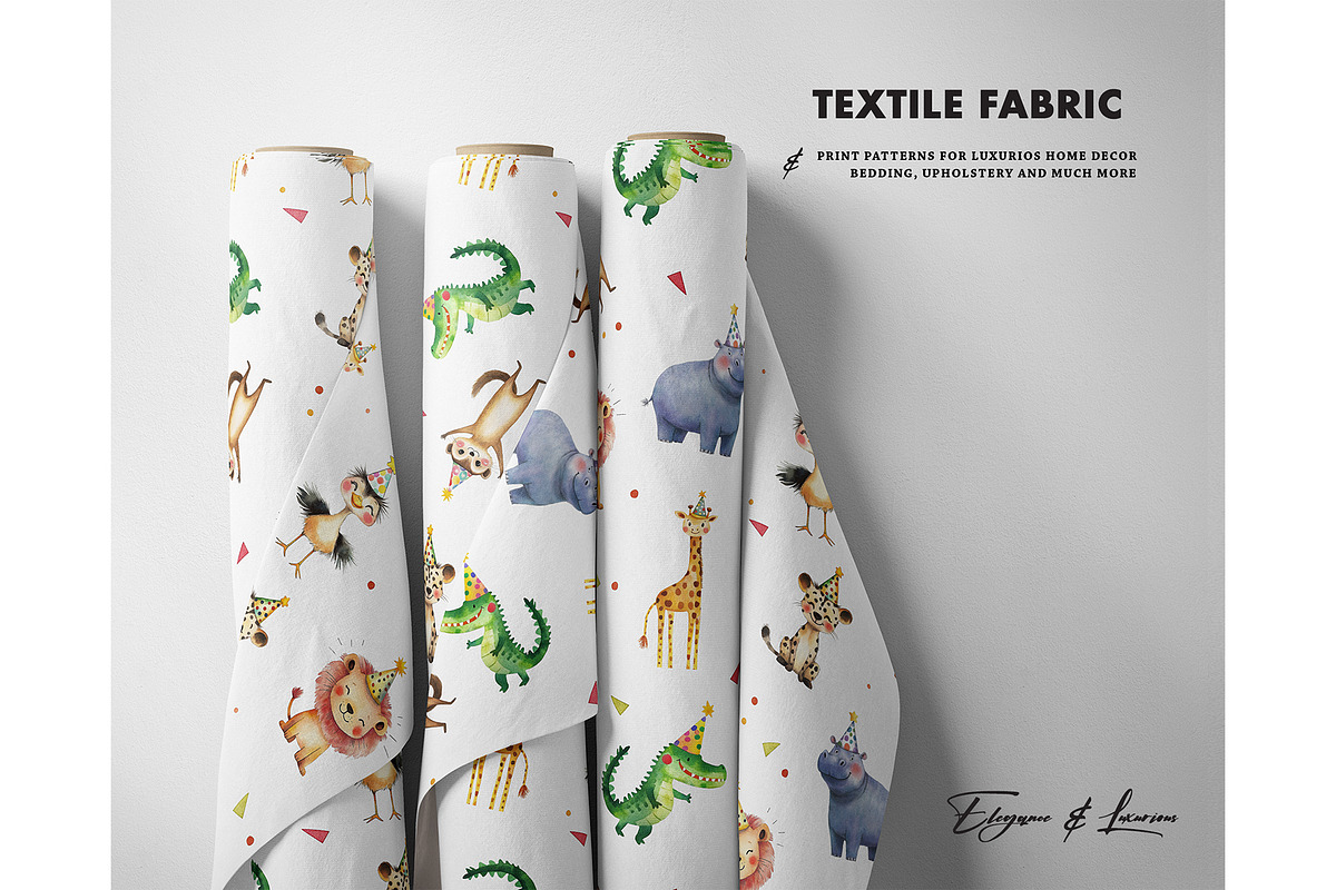 Safari animal birthday party pattern, a Pattern Graphic by Milatoo (Photo 2 of 3)