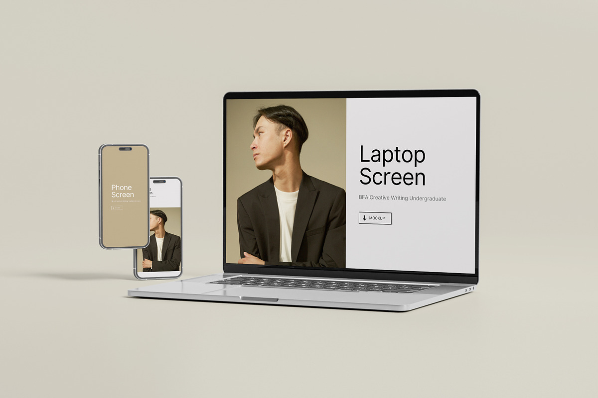 Laptop And Phone Mockup, a Wearable Device Mockup by Graphic_world89 (Photo 7 of 8)