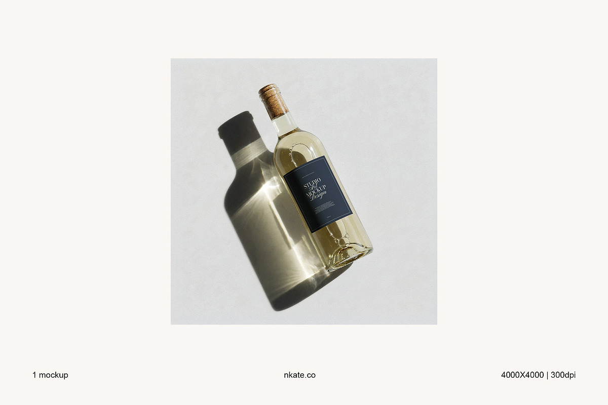 White Wine Bottle Label Mockup, a Packaging Mockup by nkate (Photo 4 of 6)