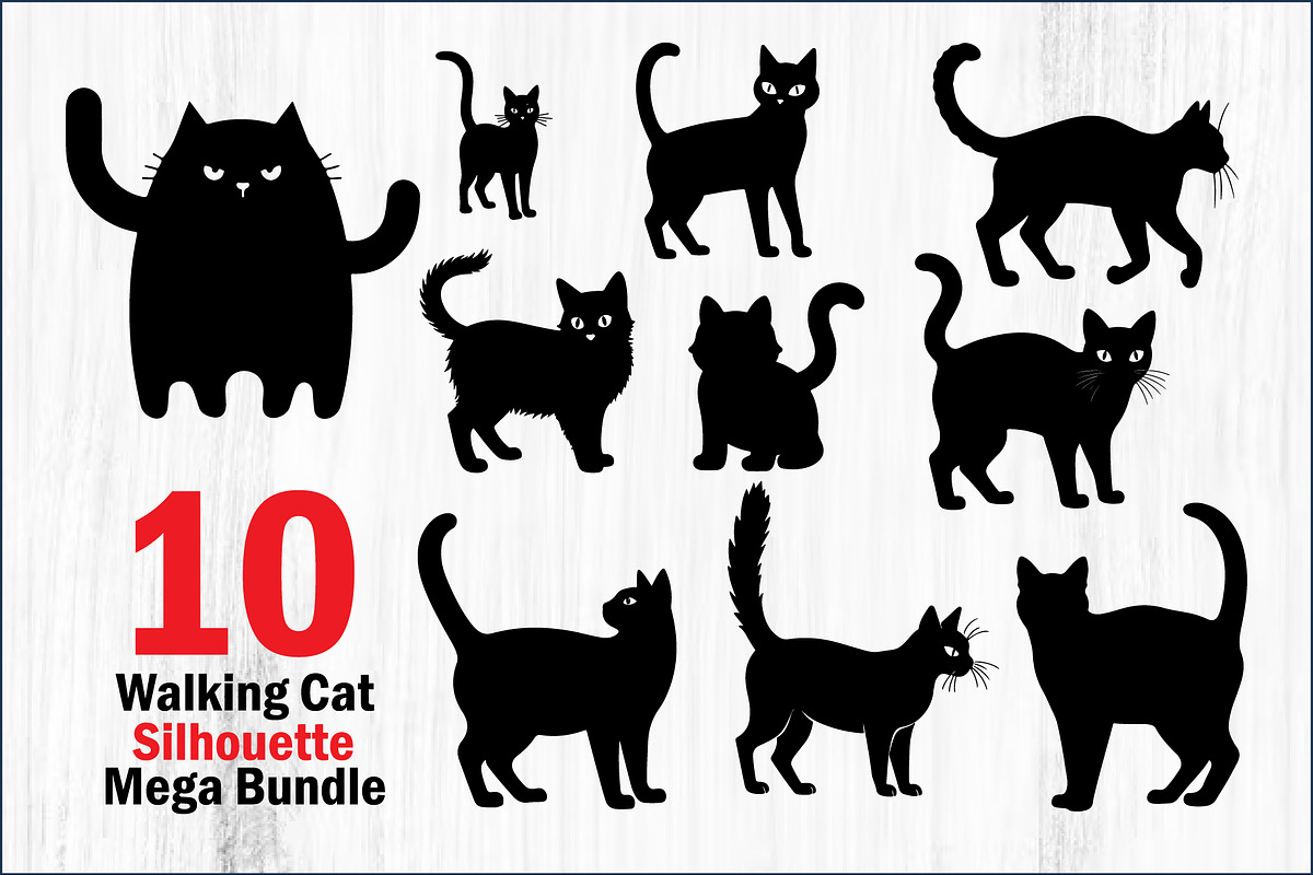 Elegant Cat  Silhouette Bundle, a Graphic by hafijul (Photo 1 of 11)