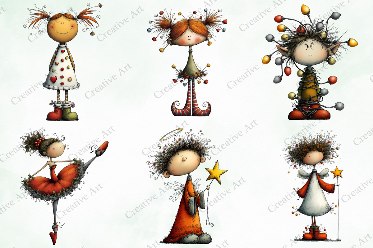 Whimsical & Quirky Doll Clipart, an Illustration by Creative Art (Photo 4 of 10)