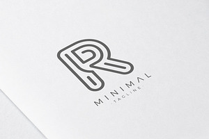 Minimal Line Initial Letter R Logo