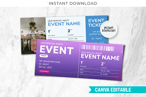 Canva Event Ticket Printable PDF, a Card Template by Snapybiz