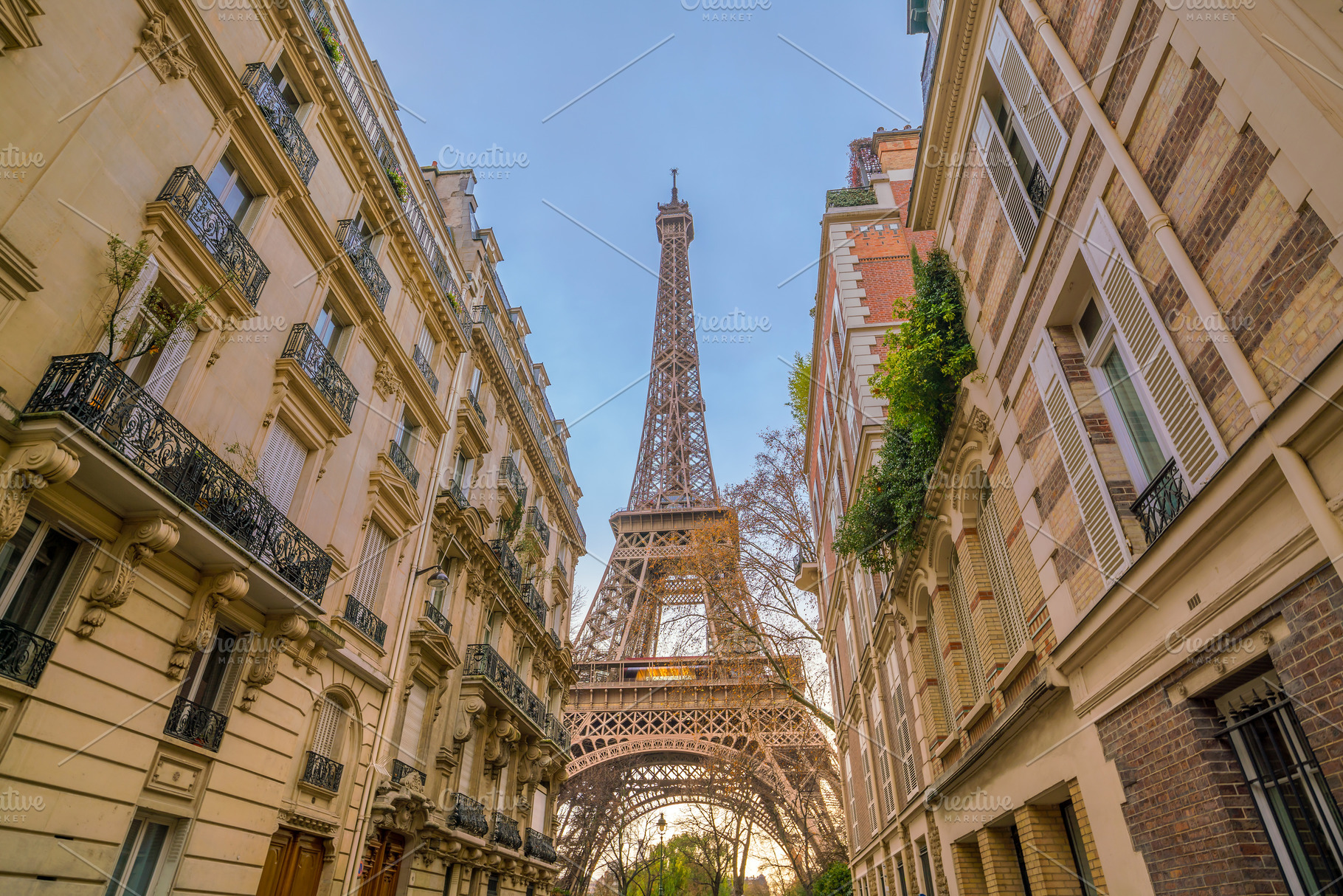 The Eiffel Tower and vintage buildings in Paris, an Architecture Photo by f11photo
