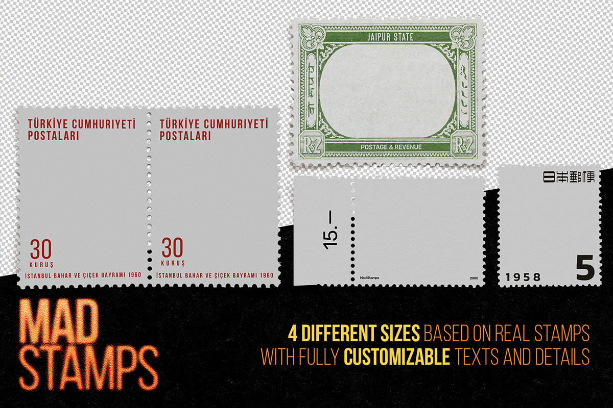 Mad Stamps - Postage Stamp Mockups, a Mockup by BabyMad (Photo 2 of 6)