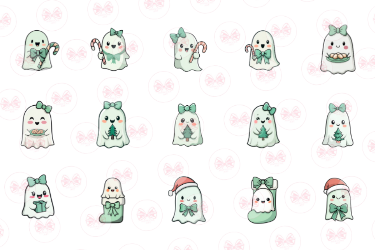 Coquette Christmas Ghost Clipart, an Illustration by Markicha Art (Photo 2 of 6)
