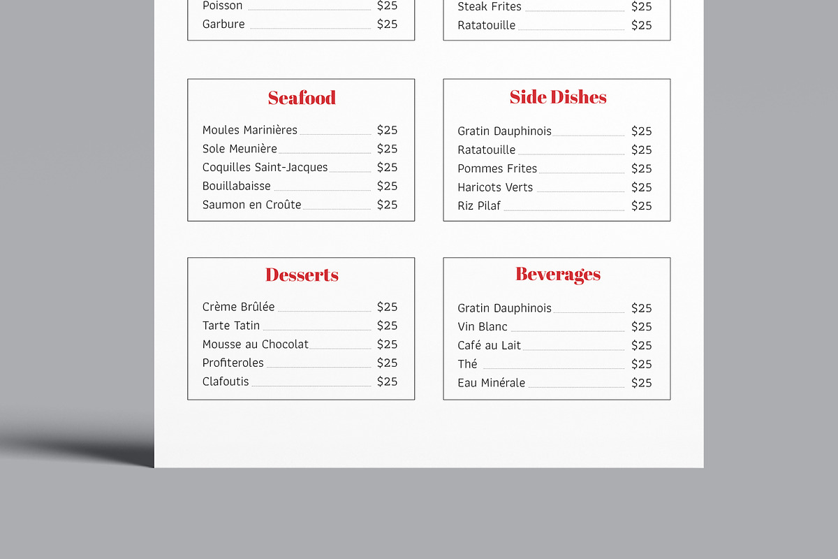 French Bistro Menu Template, a Stationery Template by MightyDesign (Photo 5 of 8)