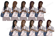 Study Beige Girls Clipart, a Person Illustration by GlamArtZhanna (Thumbnail 4 of 7)