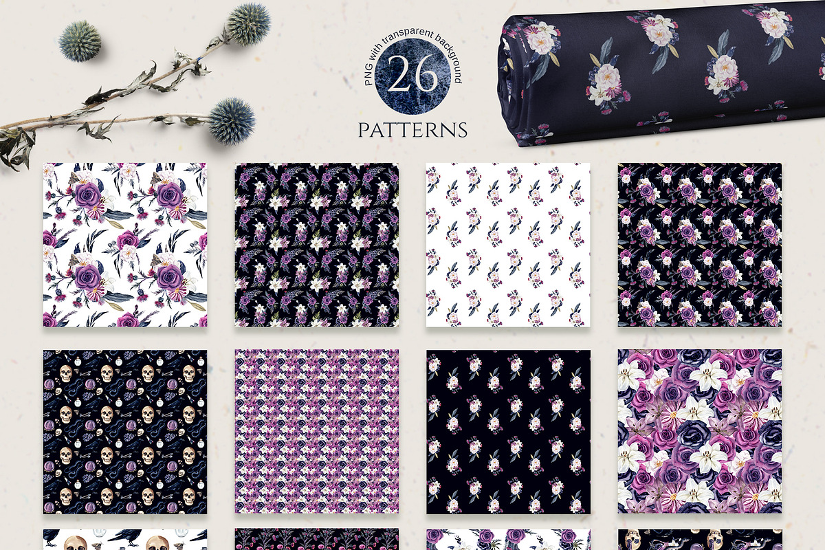 Gothic Halloween Watercolor Set, a Decorative Illustration by Elena Dorosh (Photo 17 of 19)