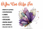 Whimsical Butterfly Clipart, an Illustration by CreationArt (Thumbnail 2 of 7)