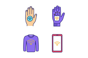 NFC Technology Color Icons Set