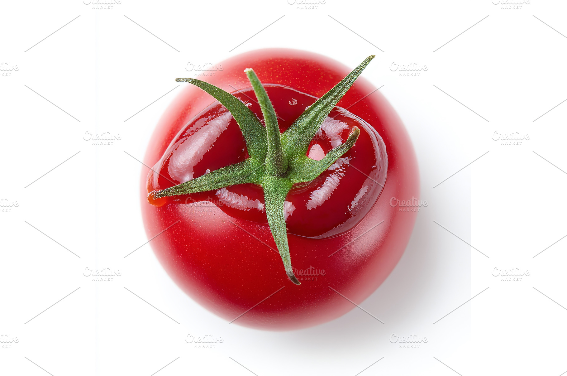 A fresh red tomato is depicted with, a Food & Drink Photo by ZinetroN