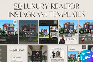 50 Luxury Realtor Instagram Template, a Marketing Template by Blue River Studio