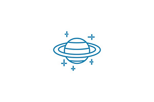 Observing Planets Linear Icon Concept. Observing Planets Line Vector Sign, Symbol, Illustration.