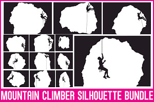 Mountain Climber Silhouette Set, an Illustration by Amazin_art