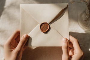 Girl closing envelope with wax seal, a Person Photo by Virgo Studio
