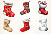 Christmas Stockings Clipart, an Illustration by DreamCafeArt (Thumbnail 4 of 6)
