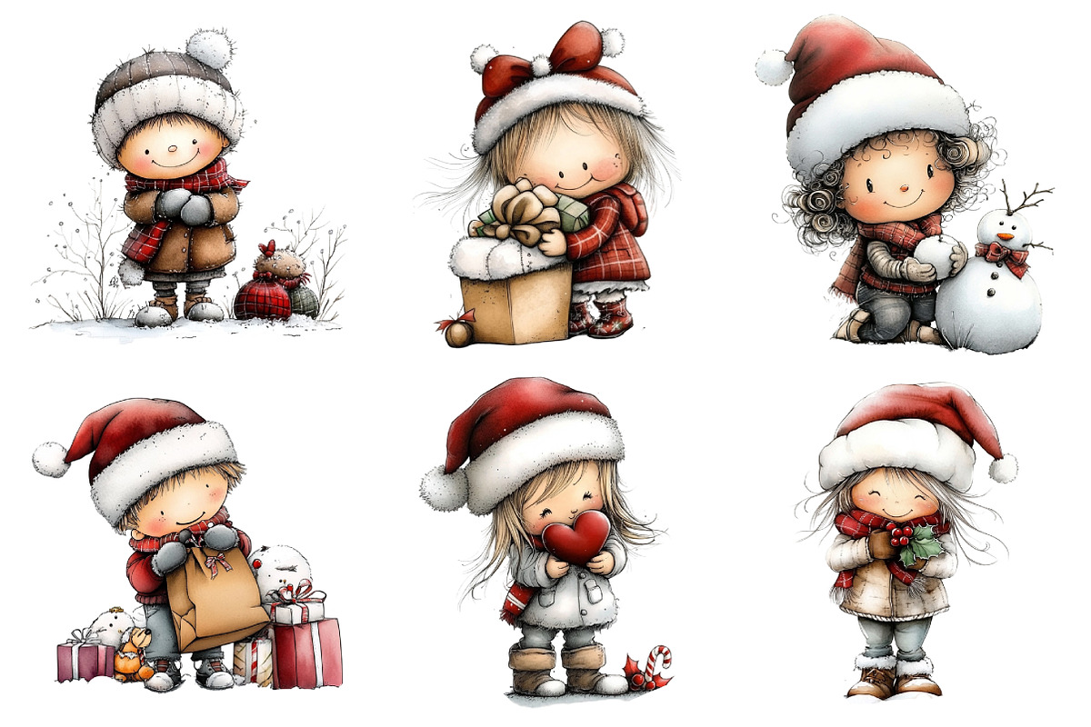 Whimsical Winter Kids Clipart Bundle, an Illustration by Daily.Designs (Photo 3 of 5)