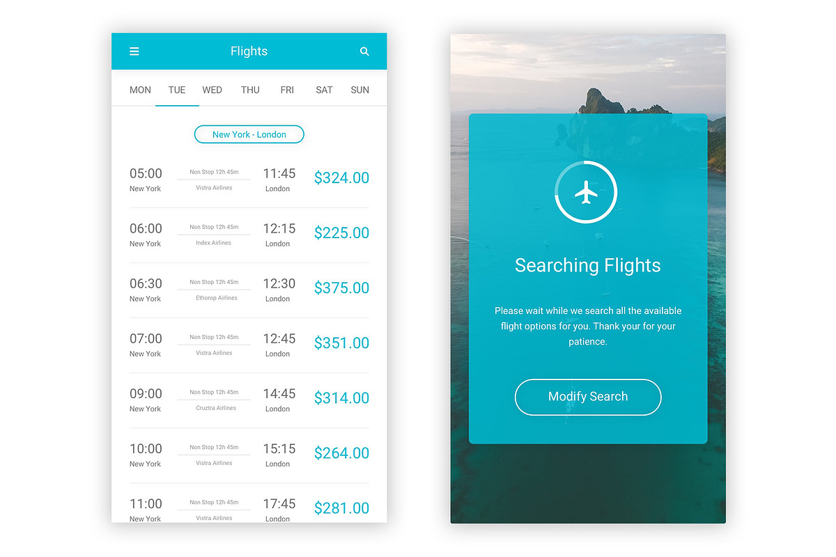 Travel & Flight Booking Adobe XD App, an UI Kit Template by themelove (Photo 4 of 16)