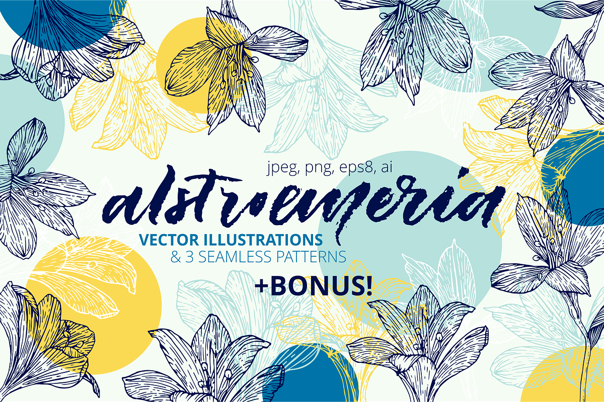 Hand drawn alstroemeria vector set, a Work Illustration by ekzi.letters (Photo 1 of 5)