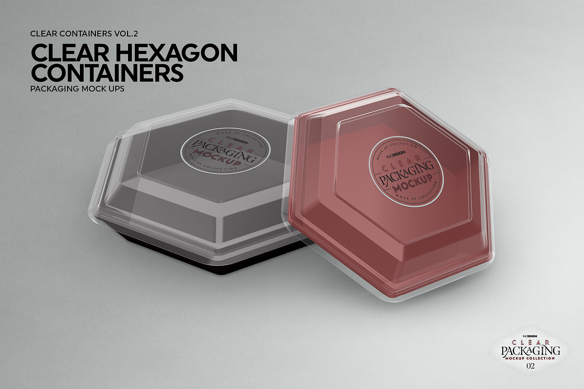 Clear Hexagon Containers Mockup, a Cups & Container Mockup by INCDesign (Photo 3 of 6)