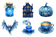 Moonlit Blue Halloween Clipart, an Illustration by Daily.Designs (Thumbnail 4 of 5)