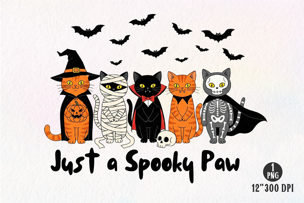 Halloween Cat Just a Spooky Paw Png, an Illustration by Dream Creation (Photo 1 of 5)