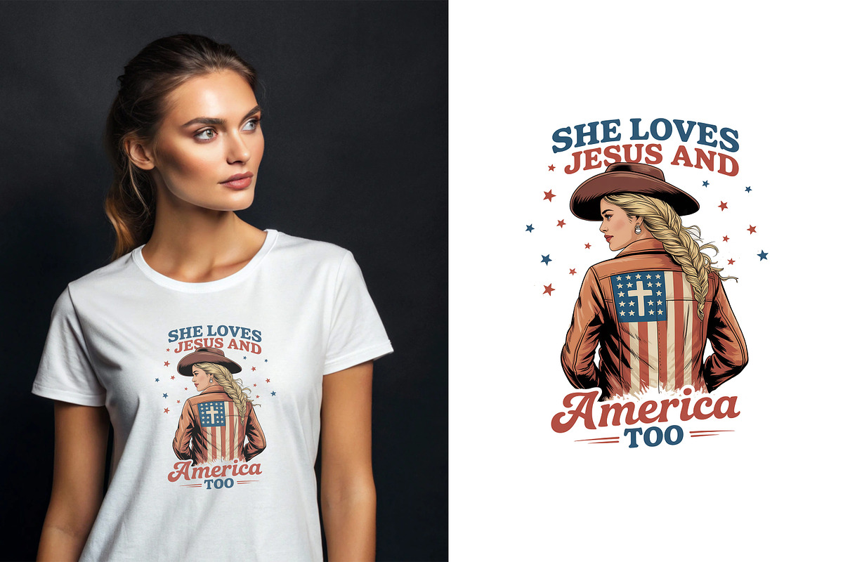 She Loves Jesus and America Too PNG, an Object Illustration by Unique Design Team (Photo 1 of 5)