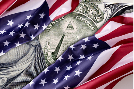 Collage of Dollar bills and Flag, a Business Photo by JeanBet