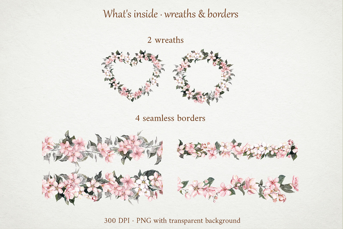 Apple Blossom Watercolor Clipart Set, a Seasonal Illustration by Where summer is (Photo 10 of 14)