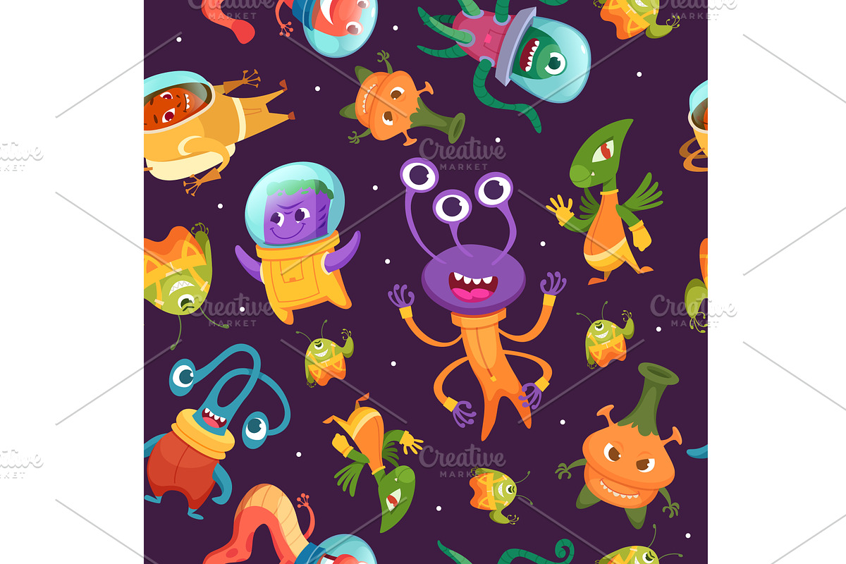 Alien pattern. cartoon ufo, an Illustration by Onyx