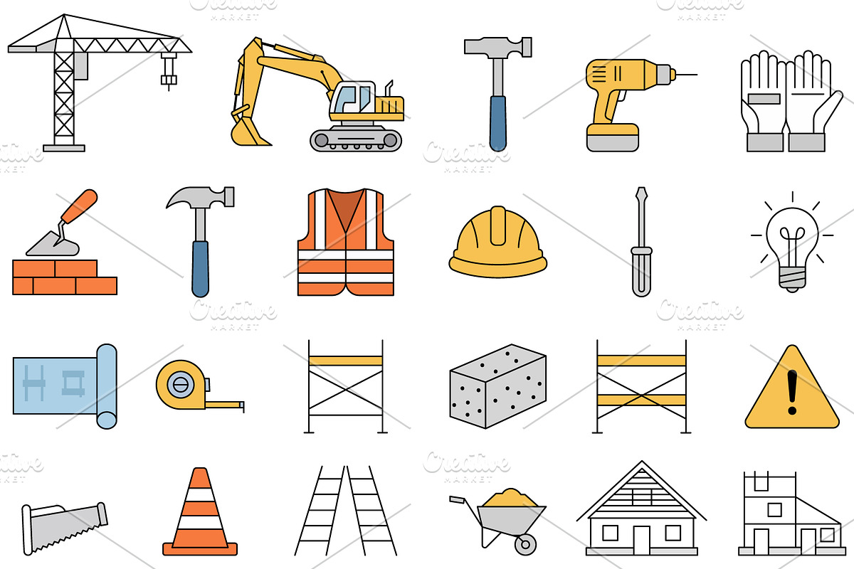 Construction Tools Icons Vector Set, an Outline Icon by Ghagra (Photo 2 of 3)