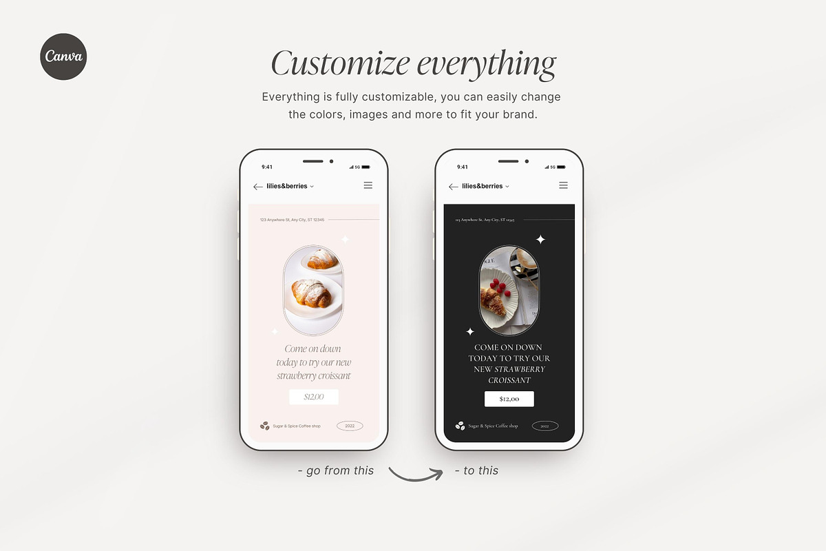 Canva Coffee Shop templates, a Social Media Template by LiliesandBerries (Photo 16 of 23)