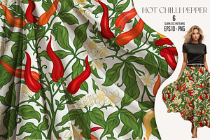 Hot Chilli Peppers Seamless Patterns