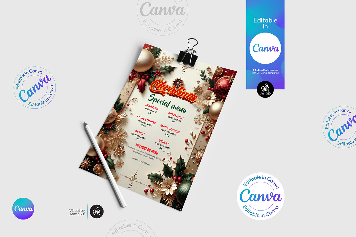 Christmas Menu Flyer Template, a Flyer Template by Aam360 (Photo 2 of 3)