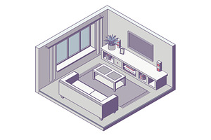 Isometric living room interior 