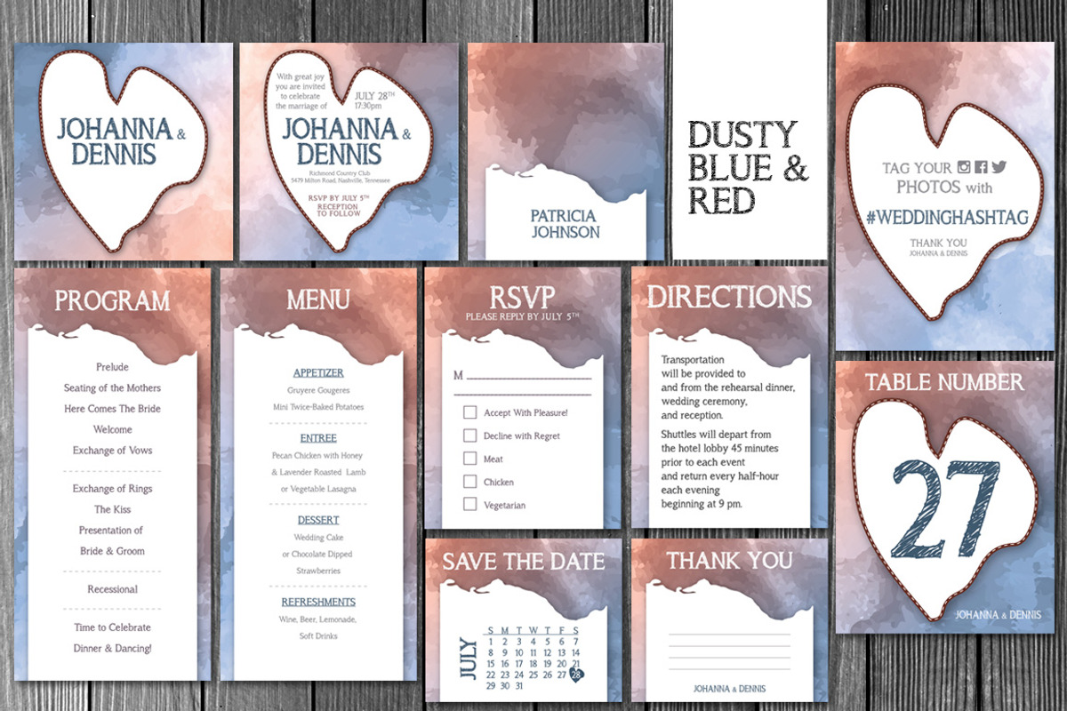 Wedding Watercolor Invitation 6 Var, an Invitation Template by Elegrad Design Agency (Photo 9 of 12)