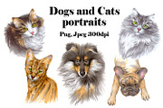 Dogs and Cats portraits, an Object Graphic by ViktoriArt (Thumbnail 1 of 8)