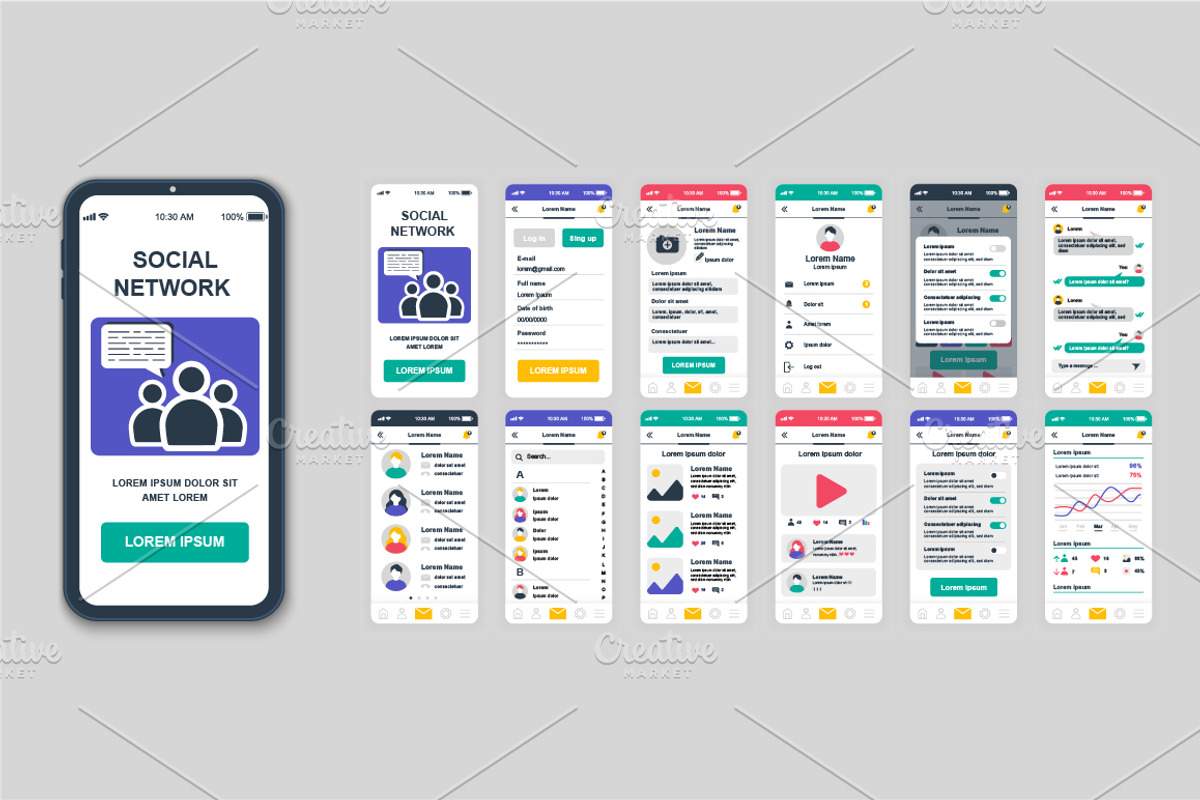 Mobile App UI Kit Template, a Templates & Theme by alexdndz (Photo 21 of 21)