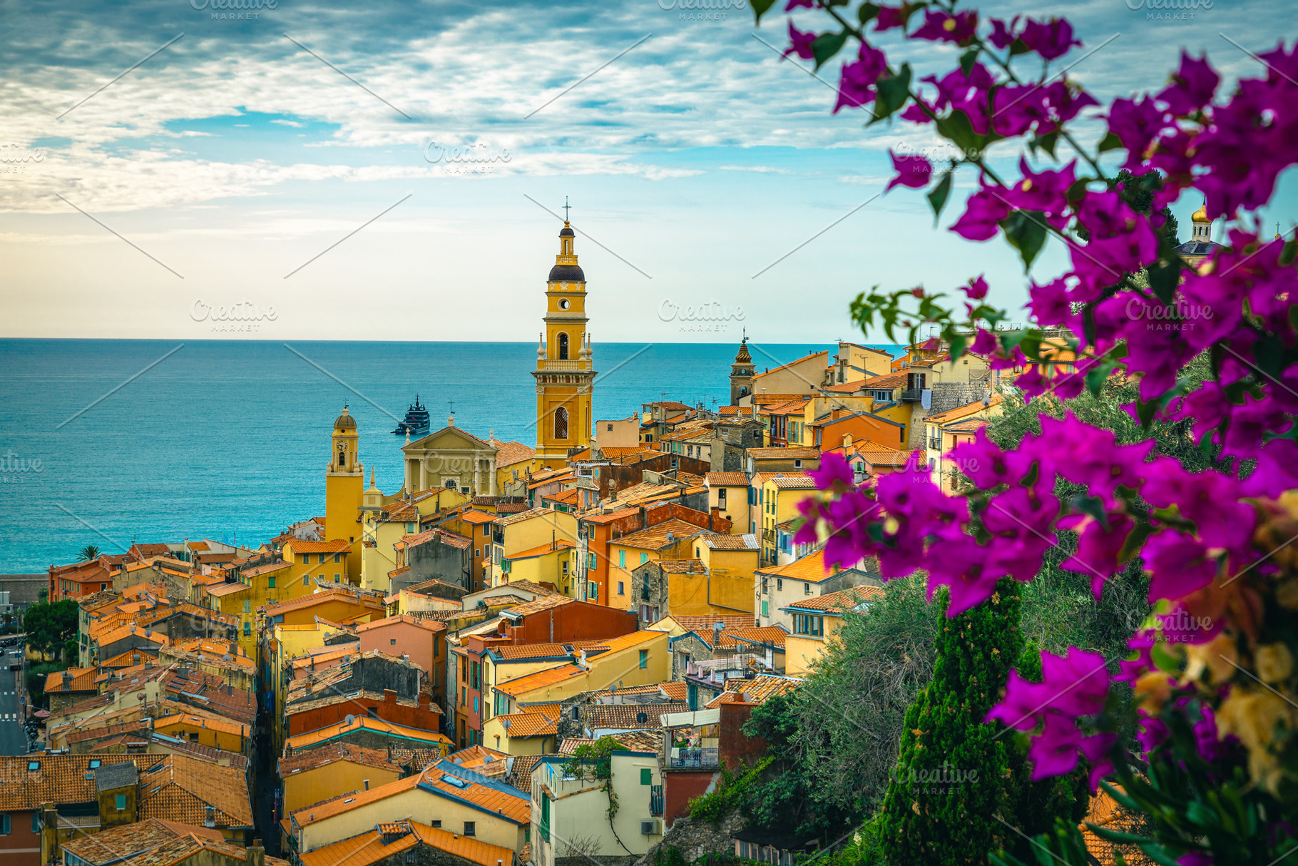 Cityscape with flowery decoration, an Architecture Photo by Alpine Dreams