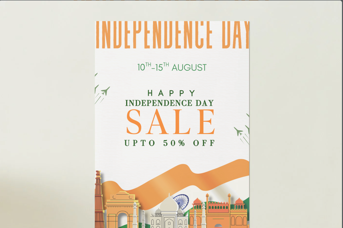 India Independence Day Sale Poster, an Advertising Mockup by OORH Designs (Photo 1 of 3)