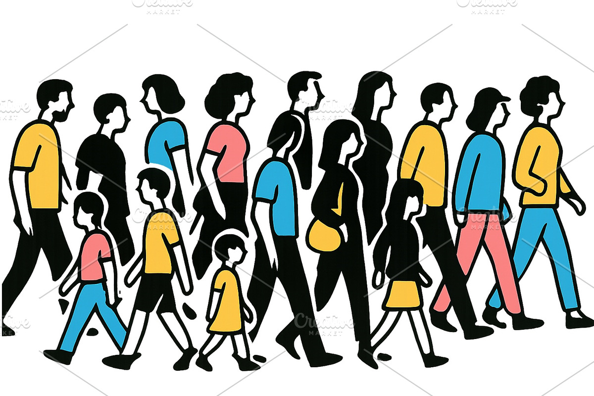 Diverse group of people walking, a Person Illustration by ZinetroN