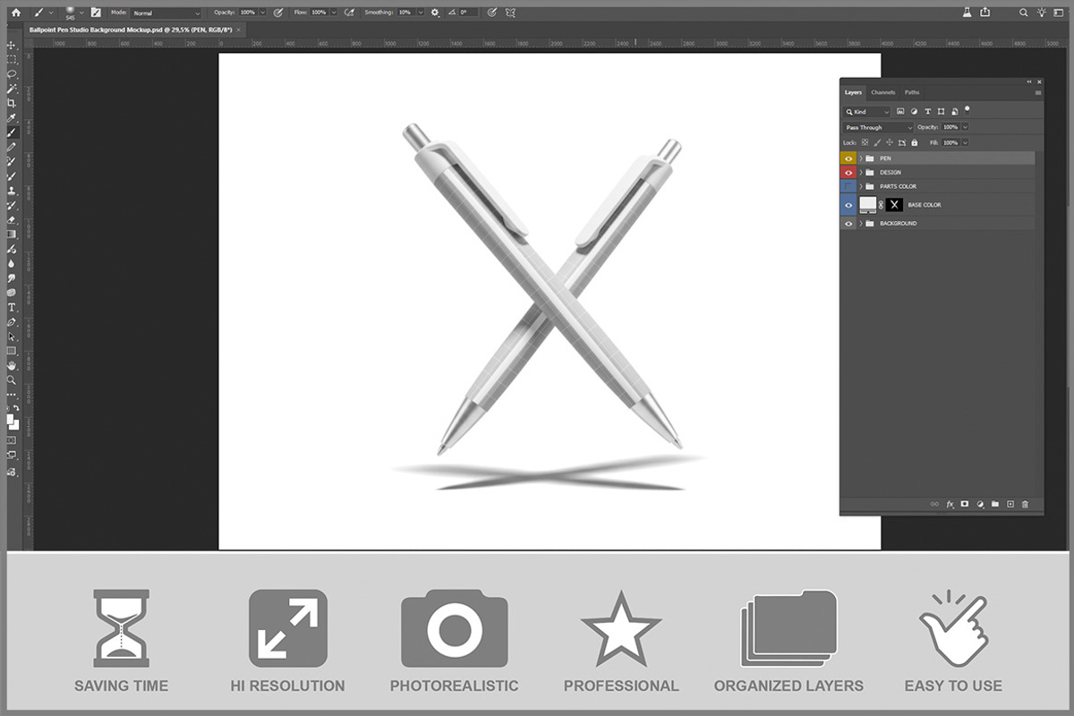 Ballpoint Pen Studio Background PSD, a Pens & Pencil Mockup by Bruno's Shop (Photo 2 of 3)