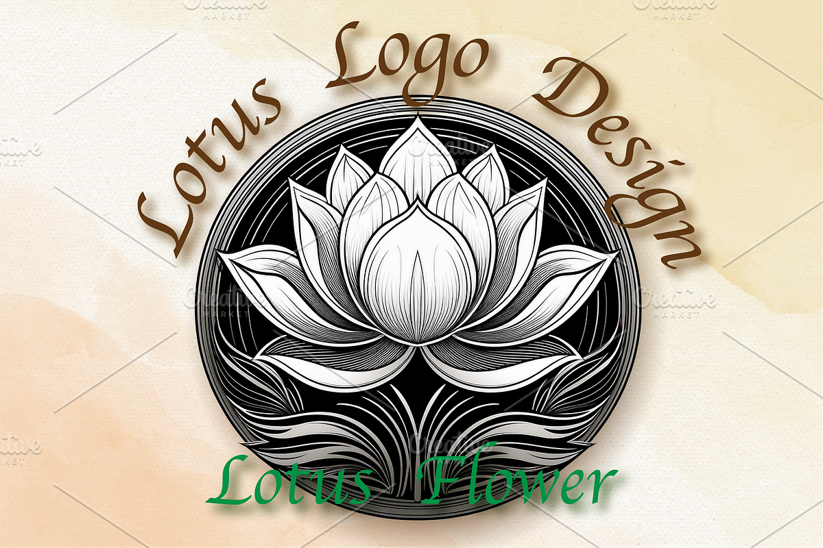 Sacred Lotus Flowers hand drawn logo, an Object Illustration by GraphicRedStudio (Photo 2 of 10)