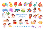 Kids Playing on the beach Watercolor, a Person Illustration by CreativeValuation (Thumbnail 2 of 15)