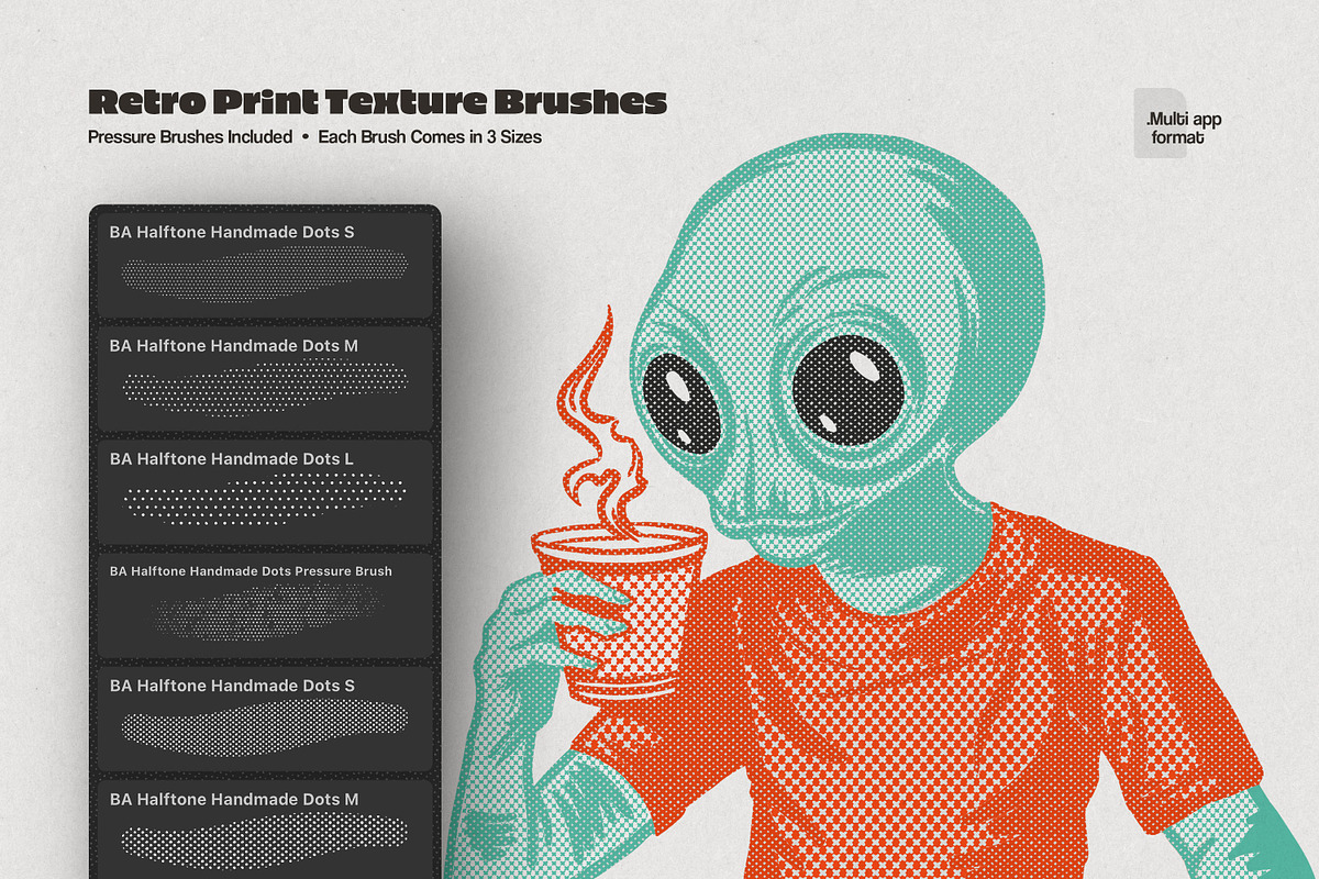 Multi App Retro Halftone Brushes, a Brush Add-On by brushapes.com (Photo 5 of 12)